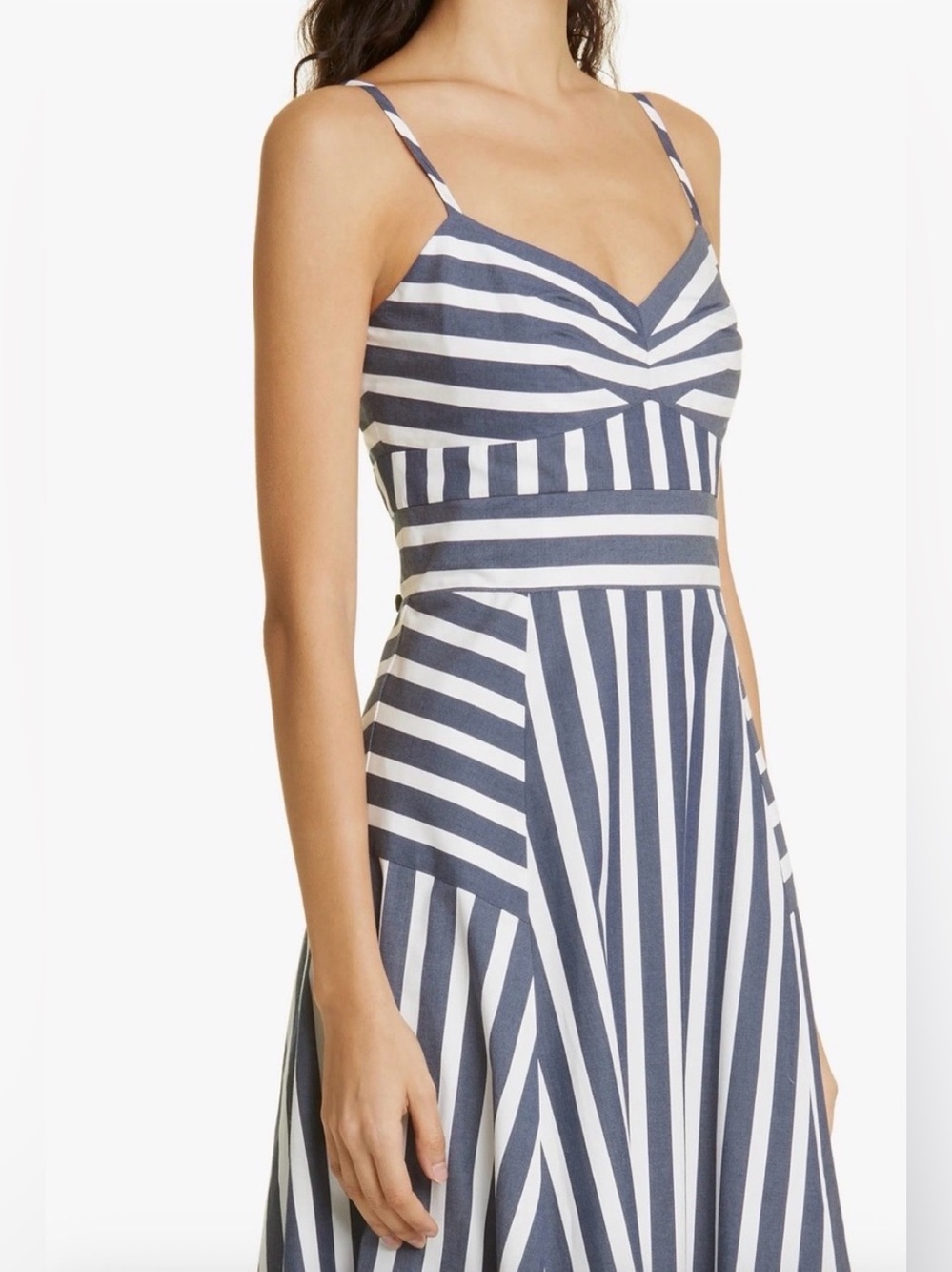 VERONICA BEARD Blige Striped Cotton-Blend Poplin Midi Dress - Picture 3 of 5